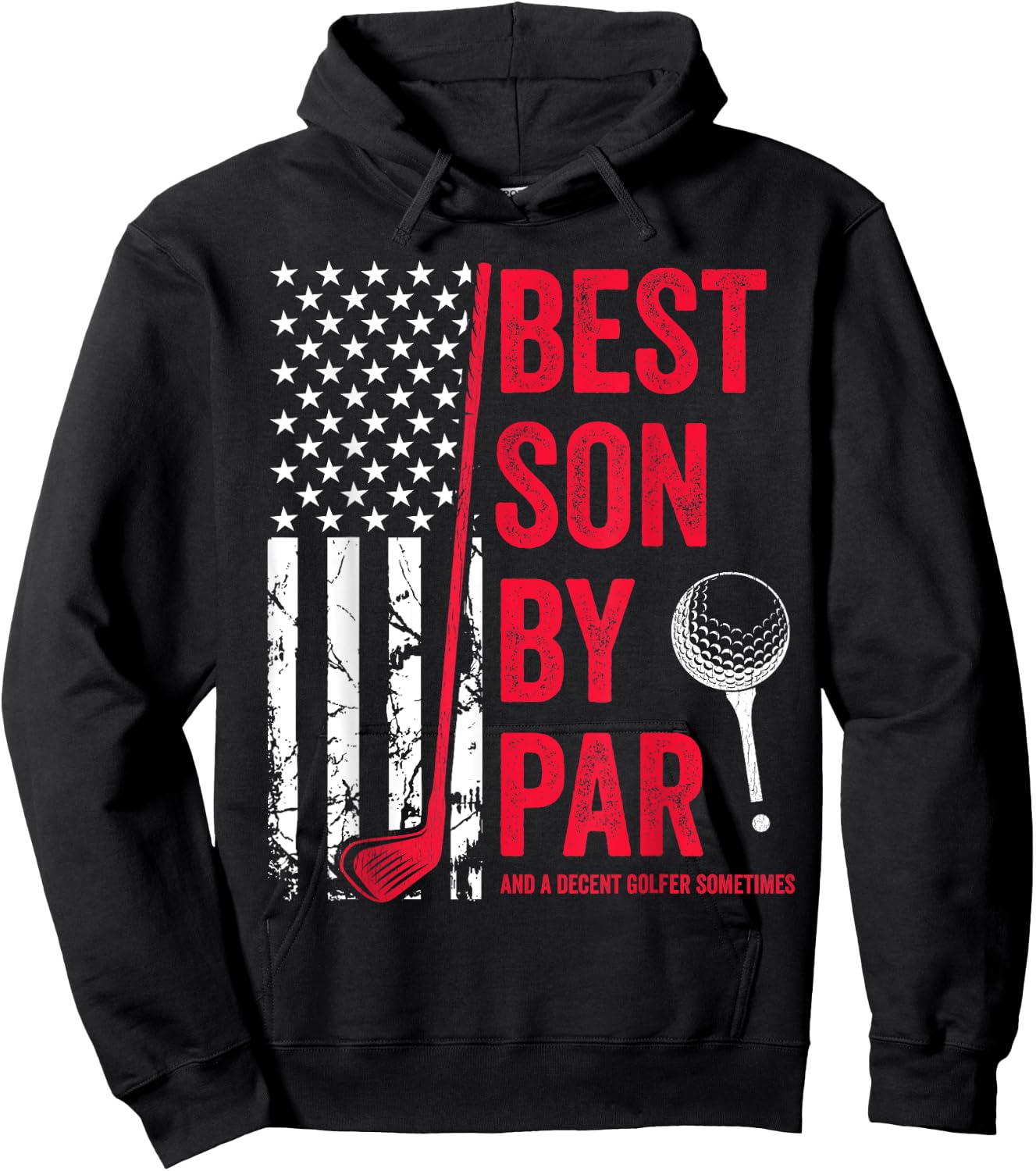 Best Son By Par USA Flag Golf Father's Day Golfing Buddy Hoodie - Hoodie | Black