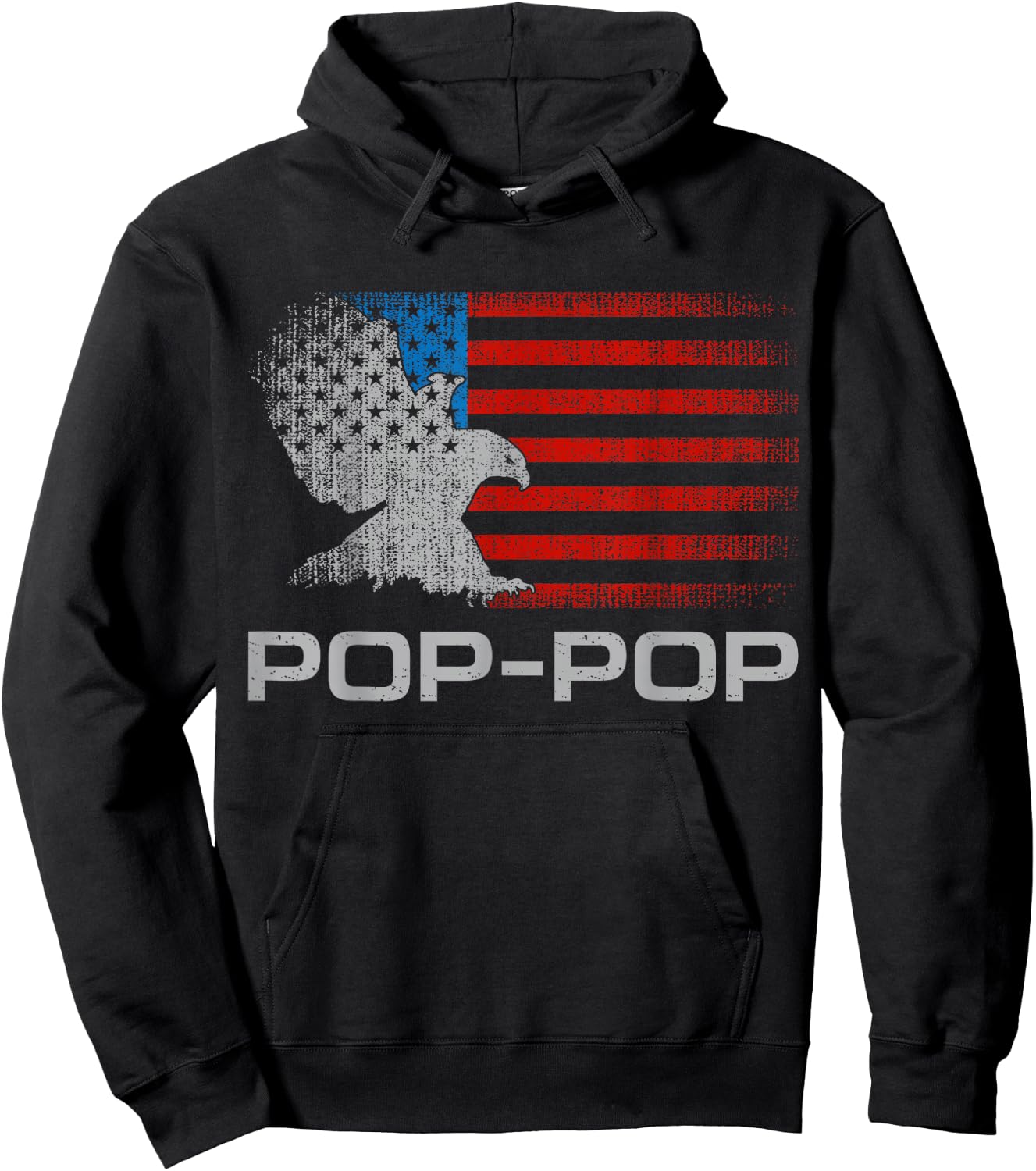 Pop-Pop Grandfather American Flag Patriotic Eagle Grandpa Men Hoodie - Hoodie | Black
