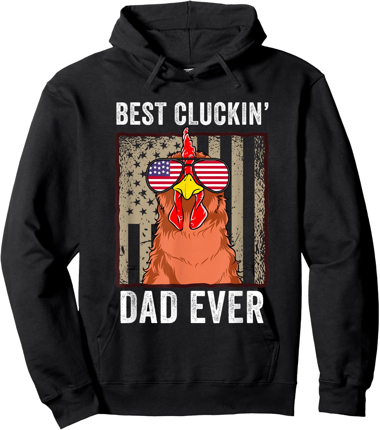 Chicken Dad Funny Farm Best Cluckin' Dad Ever Chicken Hoodie - Hoodie | Black