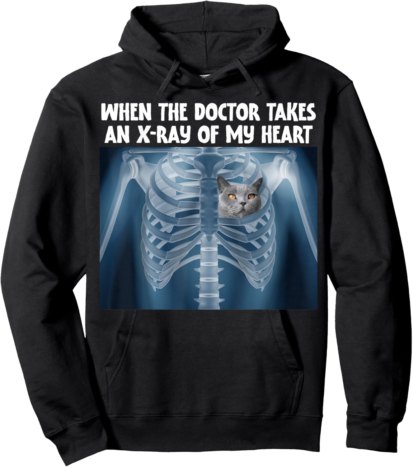 When Doctor Takes X-ray Of My Heart Funny Russian Blue Cat Hoodie - Hoodie | Black