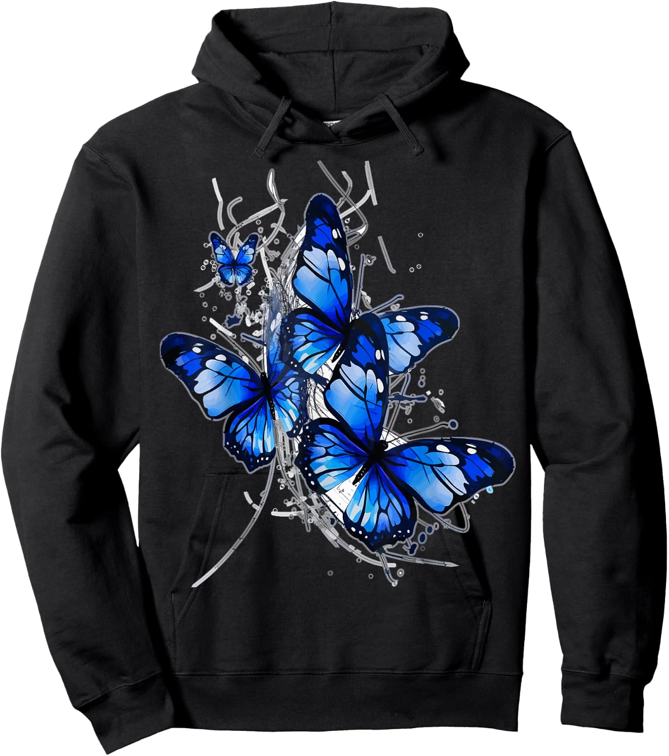 Blue lighting Butterfly design butterflies and butterfly Hoodie - Hoodie | Black