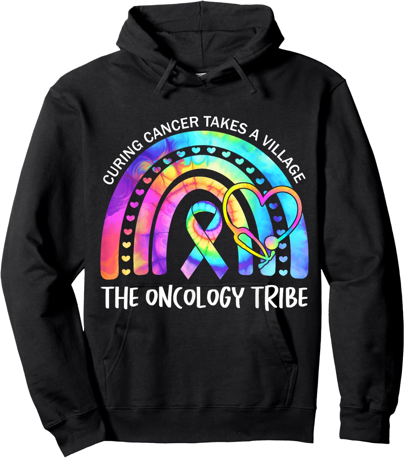 Curing Cancer Takes a Village the Oncology Tribe. Nurse Team Hoodie - Hoodie | Black
