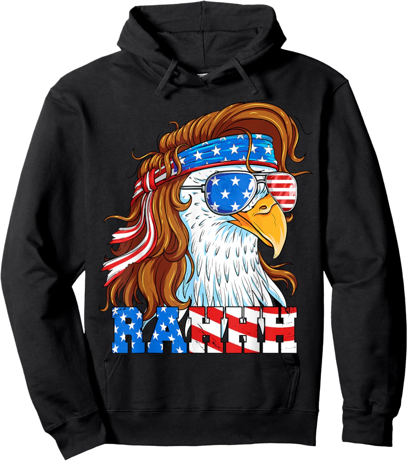Rahhh Eagle 4th of July Mullet American Flag Usa Meme Hoodie - Hoodie | Black