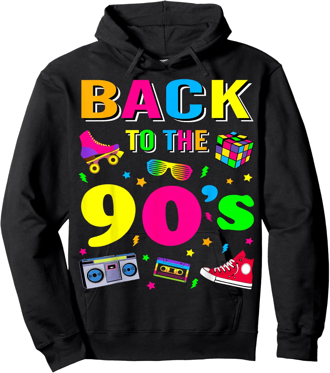 90s retro motto I love 90's Hoodie - Hoodie | Black