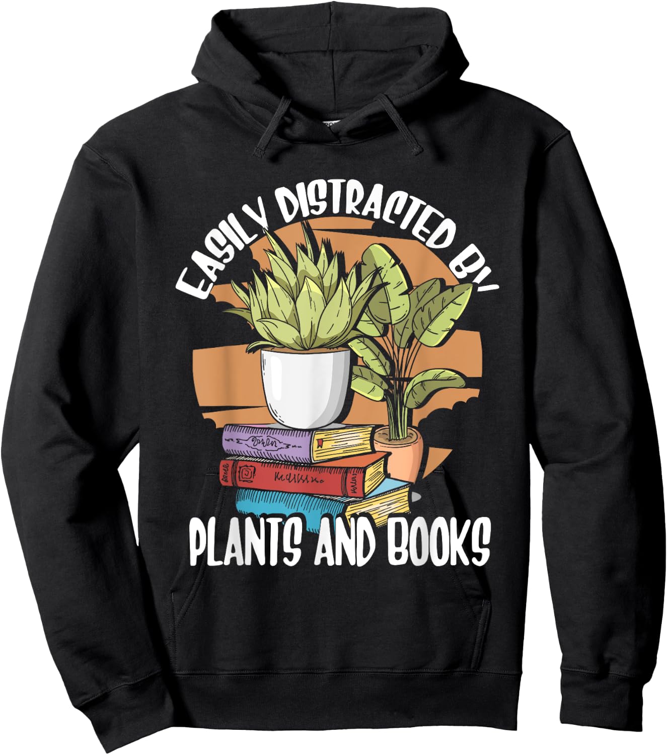 Easily Distracted By Plants And Books | Houseplants Gardener Hoodie - Hoodie | Black