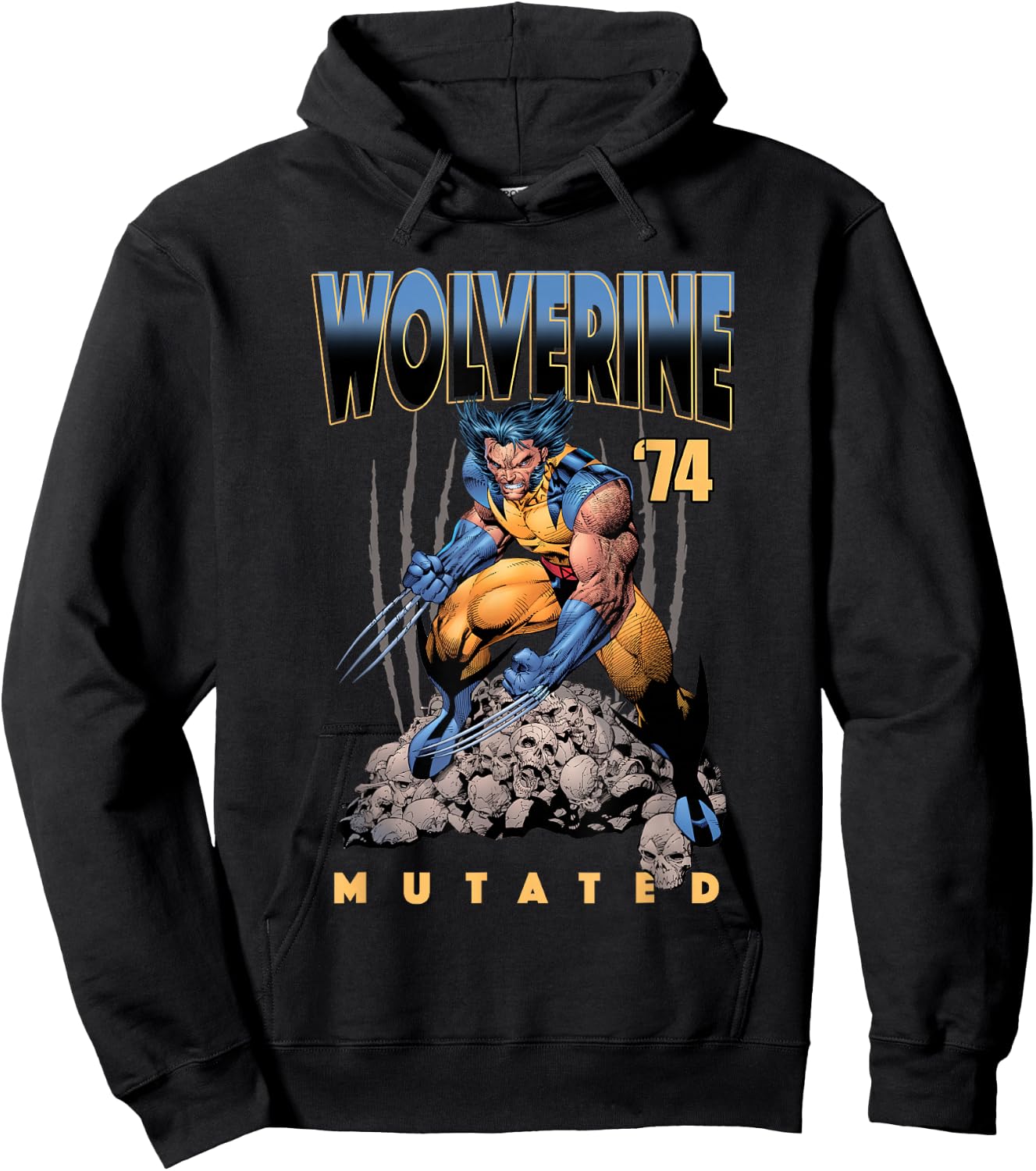 Marvel X-Men Wolverine '74 Mutated Skull Pile Logo Hoodie - Hoodie | Black