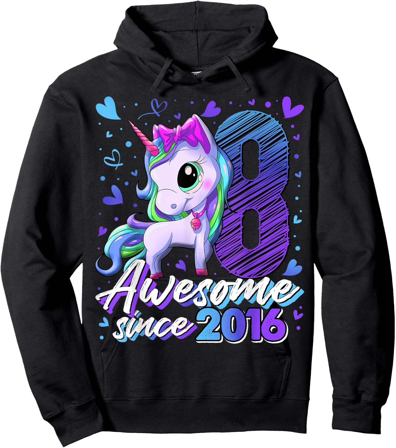 8 Years Old Flossing Unicorn Gifts 8th Birthday Girl Party Hoodie - Hoodie | Black