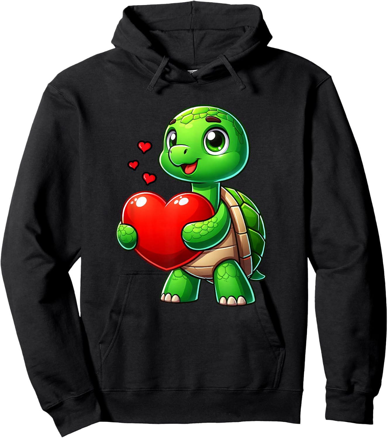 Turtle Heart Lover Funny Valentines Boys Girls Kids Men Hoodie - Hoodie | Black