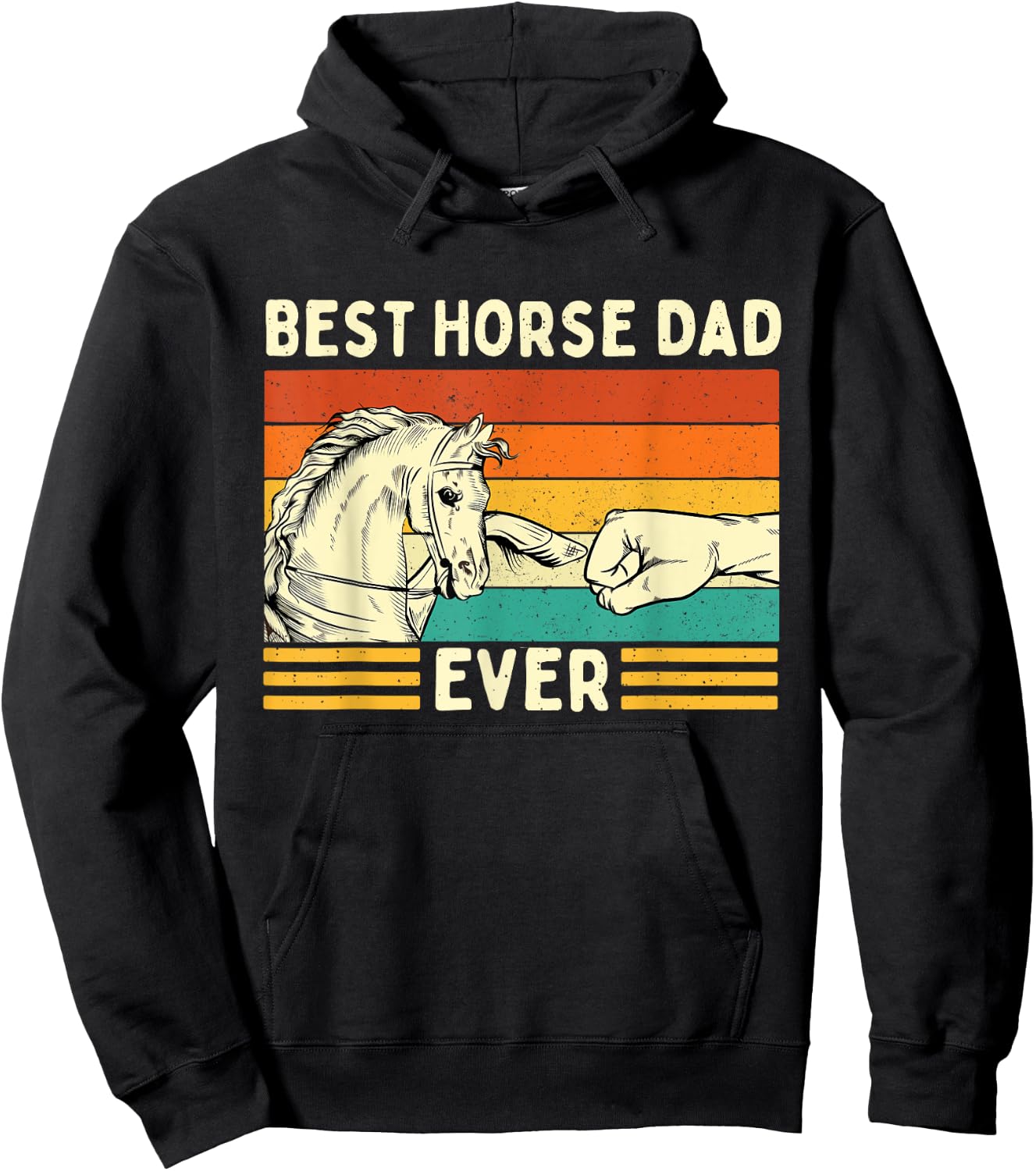 Best Horse Dad Ever - Retro Horses Horseman Equestrian Lover Hoodie - Hoodie | Black