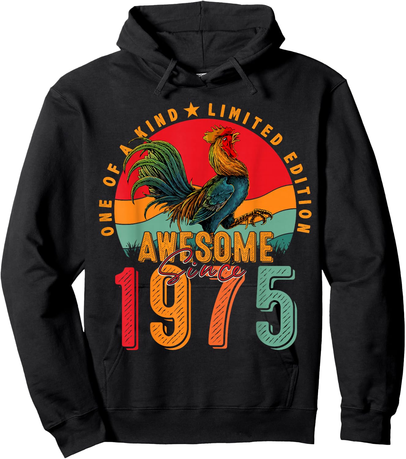 50th Birthday Chicken Awesome Since 1975 Farmer 50 Years Old Hoodie - Hoodie | Black