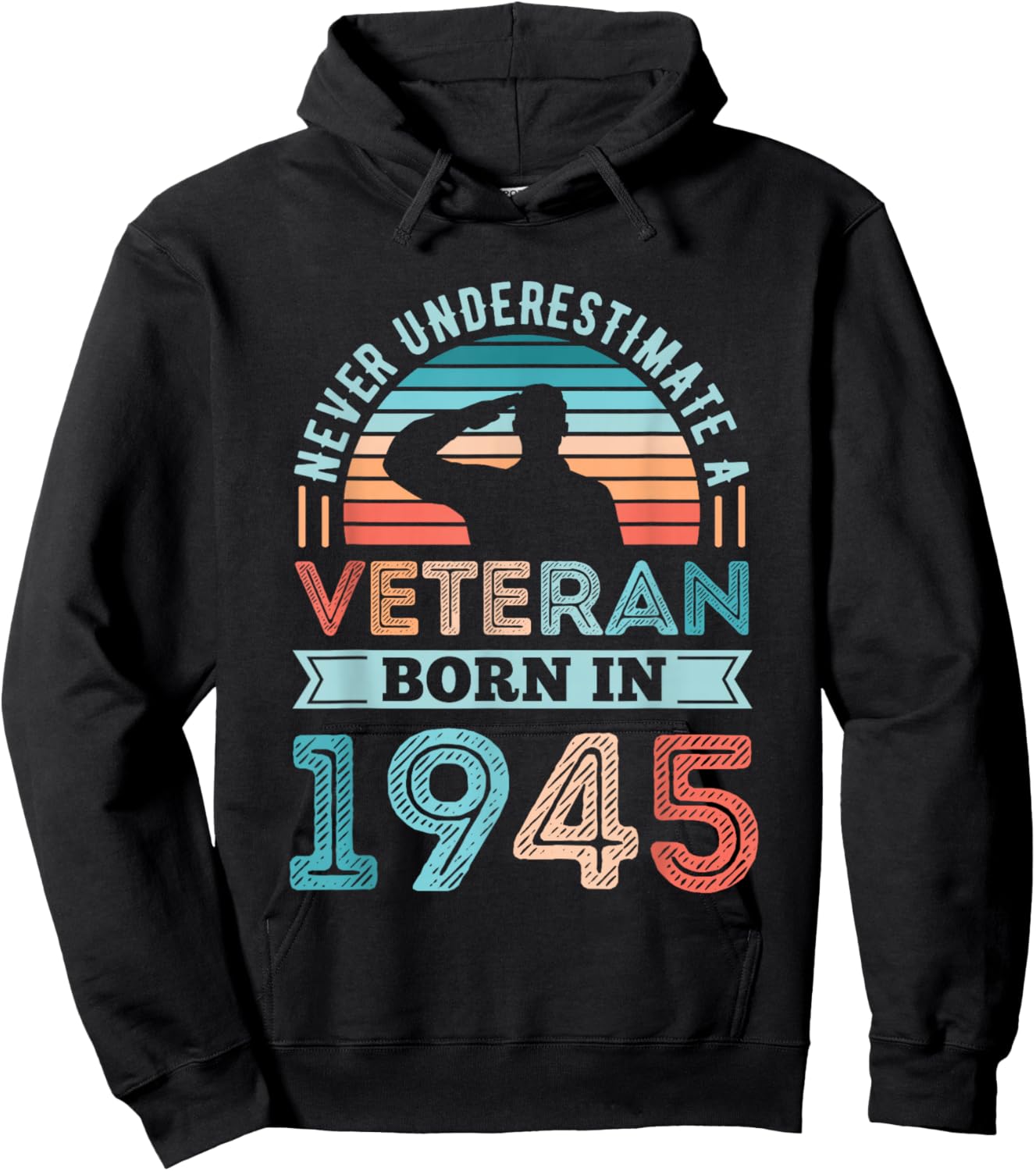 Veteran born in 1945 80th Birthday Military Gifts Hoodie - Hoodie | Black