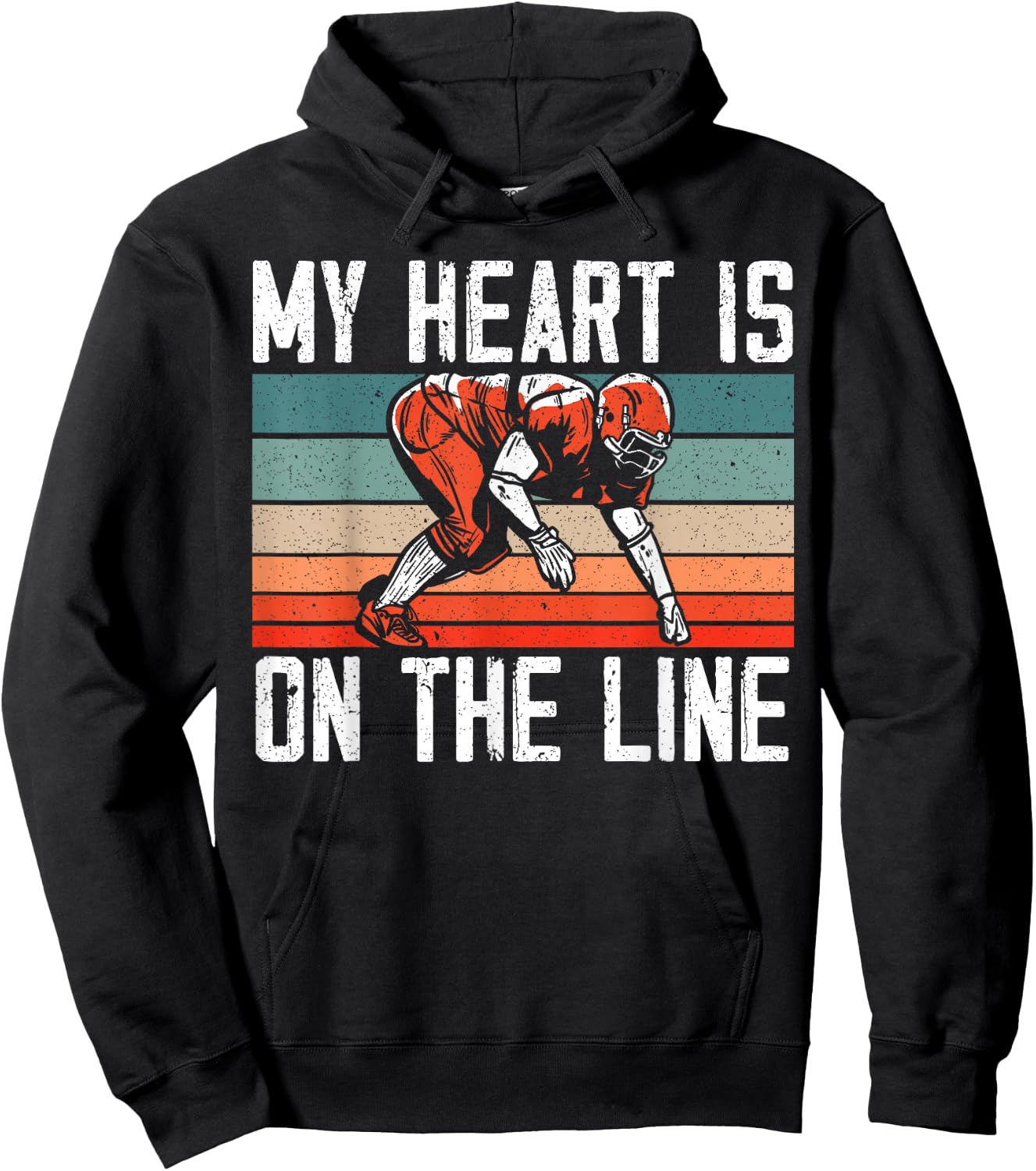 My Heart Is On The Line Football Mom Dad Offensive Lineman Hoodie - Hoodie | Black