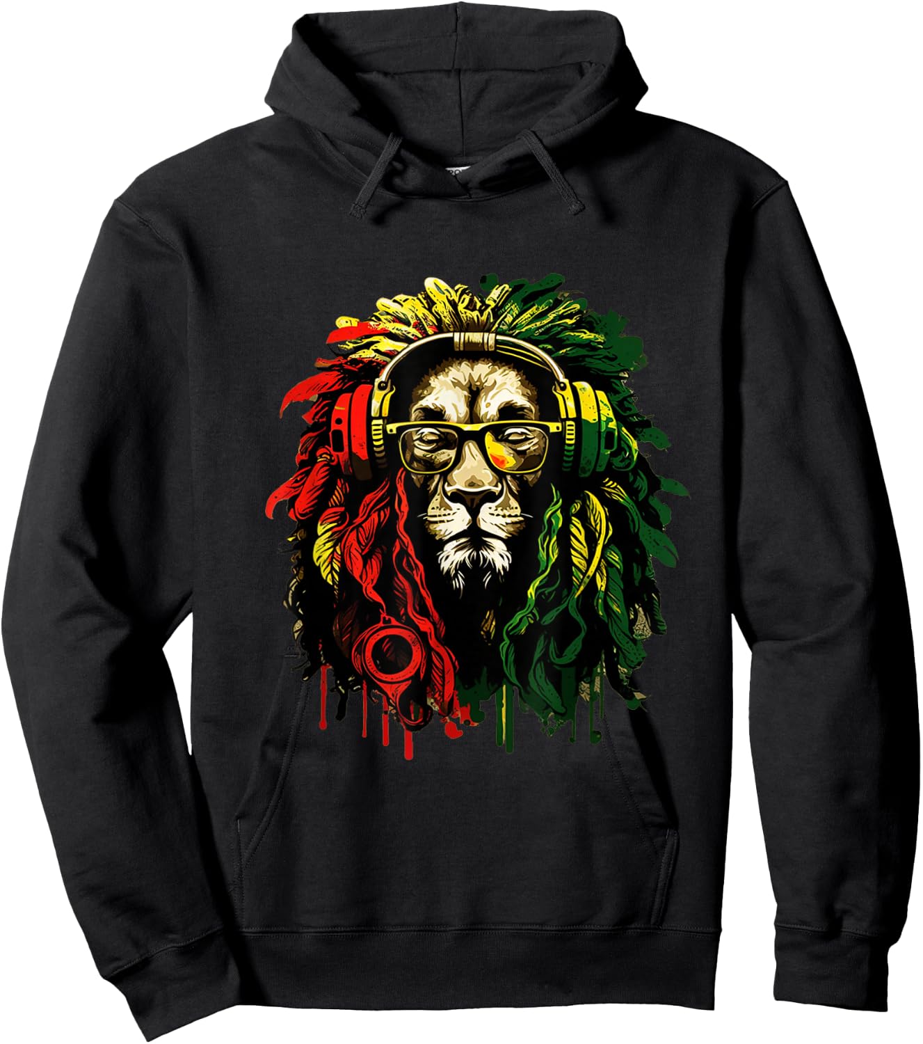Rasta Reggae Music Headphones Hippie Reggae Lion Of Judah Hoodie - Hoodie | Black