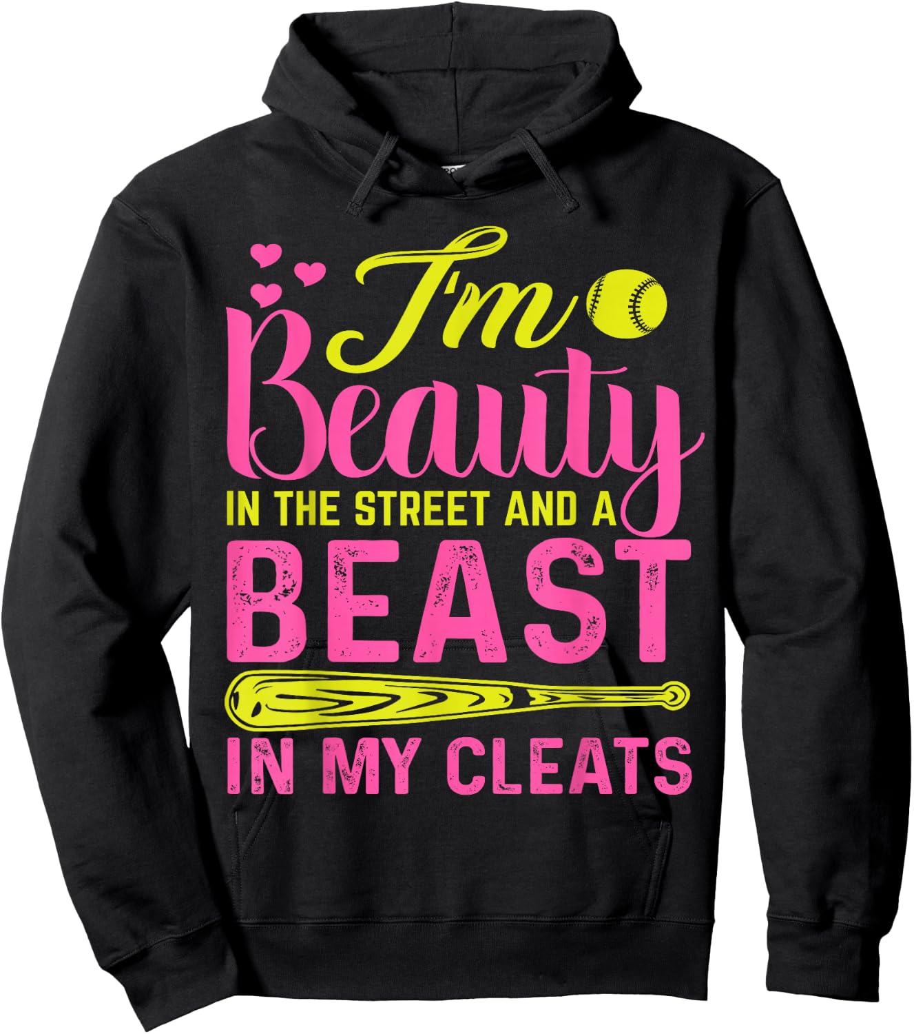 Beauty in the Street Beast in my Cleats Girls Softball Hoodie - Hoodie | Black