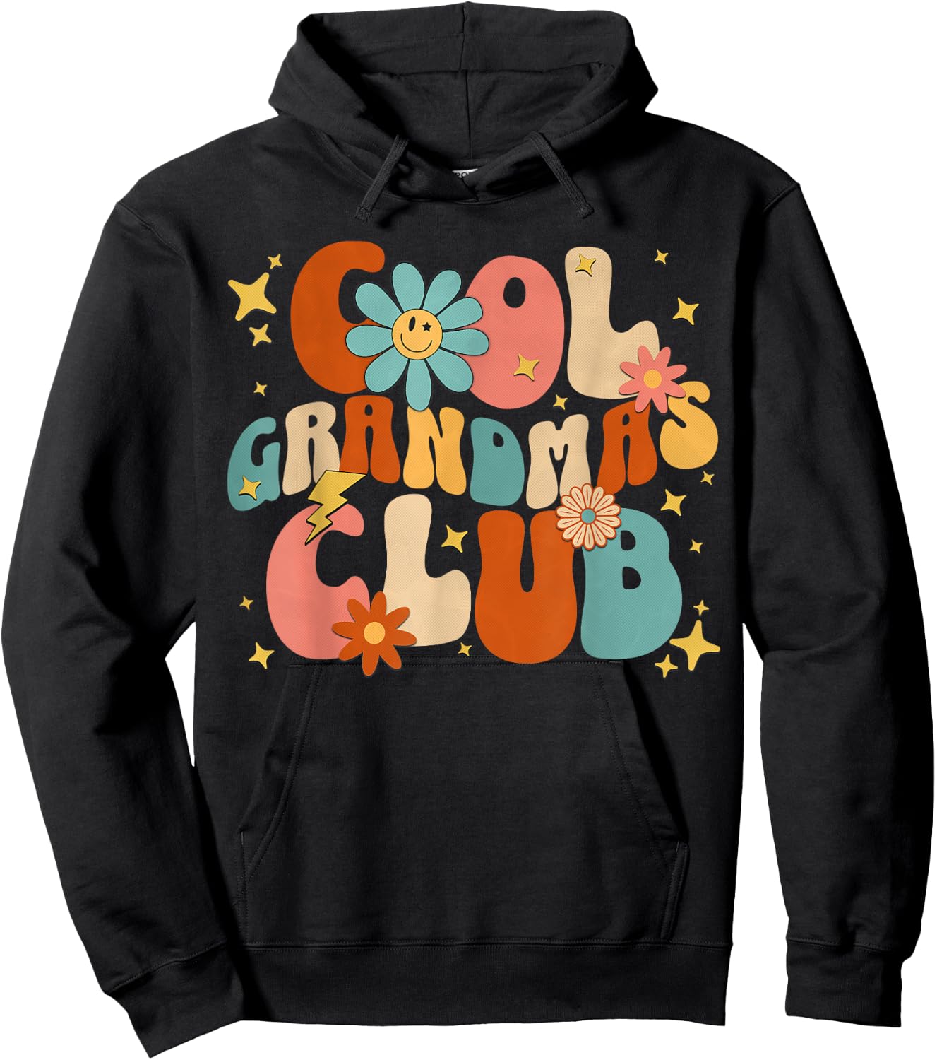 Cool Grandmas Club Groovy Retro Funny New Grandma 2024 2025 Hoodie - Hoodie | Black