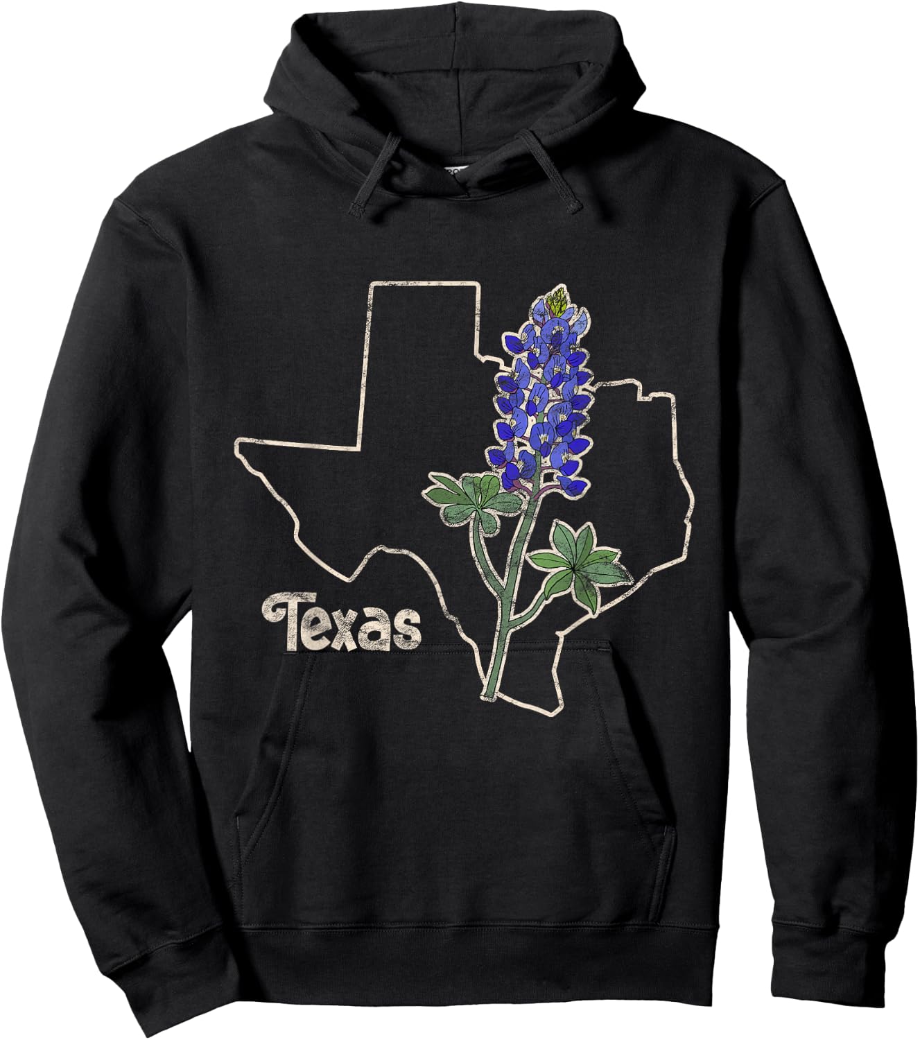 Texas Bluebonnet Flower Wildflower State Hoodie - Hoodie | Black