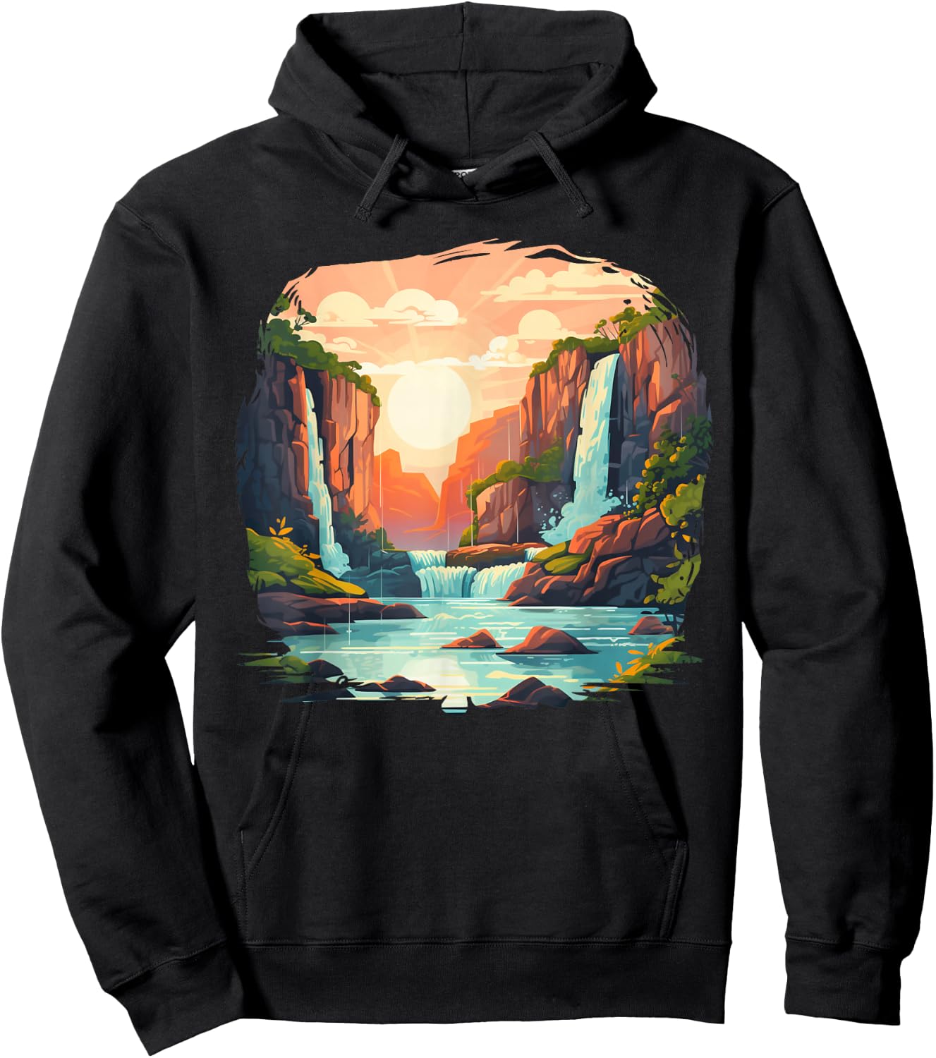 Body of Water Costume with cool Riverbank and Waterfall Hoodie - Hoodie | Black