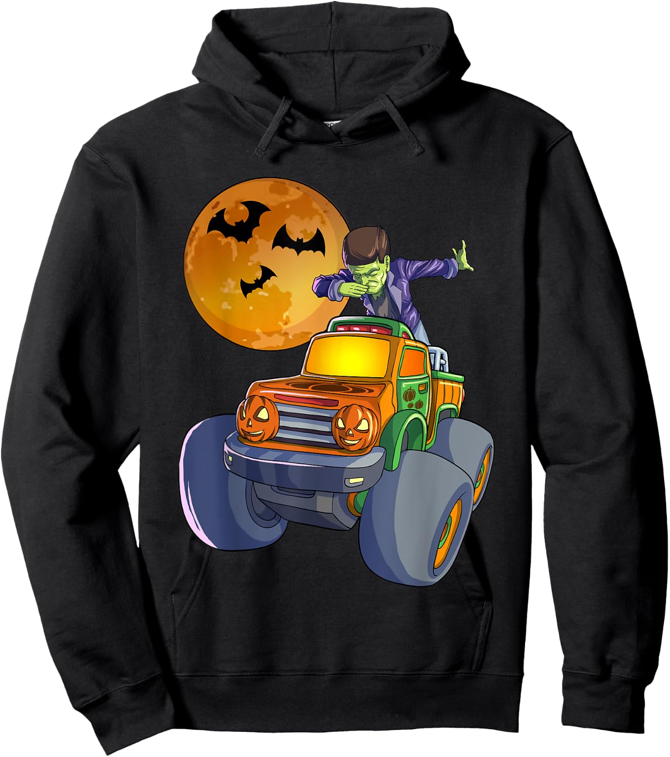 Dabbing Frankenstein Halloween Monster Truck Halloween Hoodie - Hoodie | Black