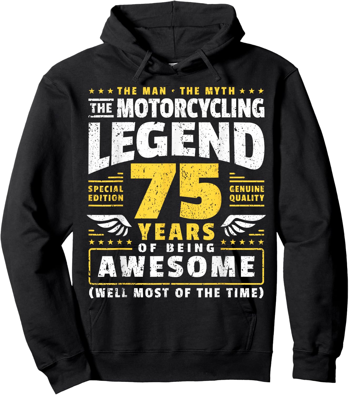 75th Birthday Biker 75 Years Old Motorcyclist Hoodie - Hoodie | Black