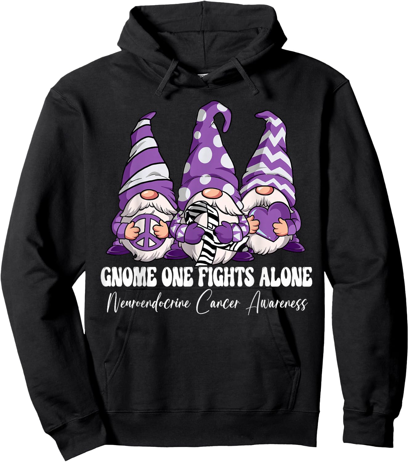 Gnome One Fights Alone Neuroendocrine Cancer Awareness Hoodie - Hoodie | Black