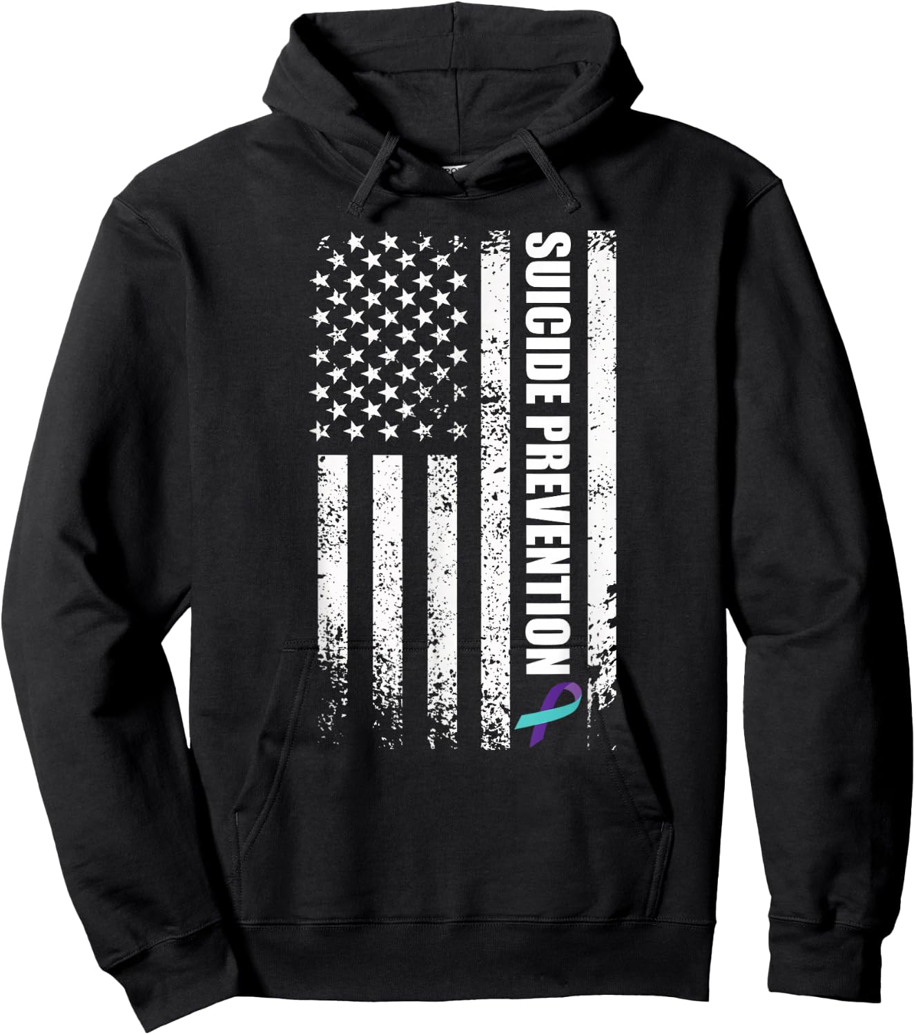 Suicide prevention awareness prevent suicide us flag Hoodie - Hoodie | Black