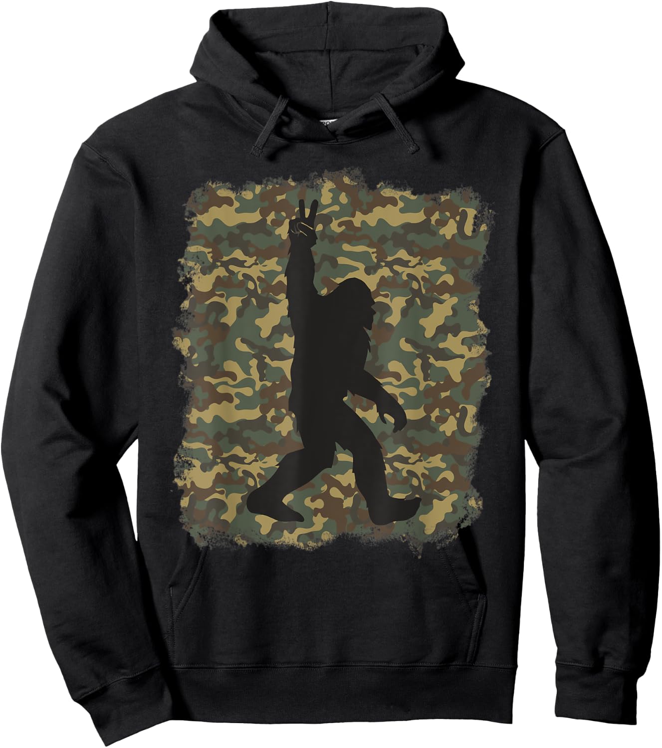 Bigfoot Sasquatch Peace Big Foot Squatch Army Camouflage Men Hoodie - Hoodie | Black