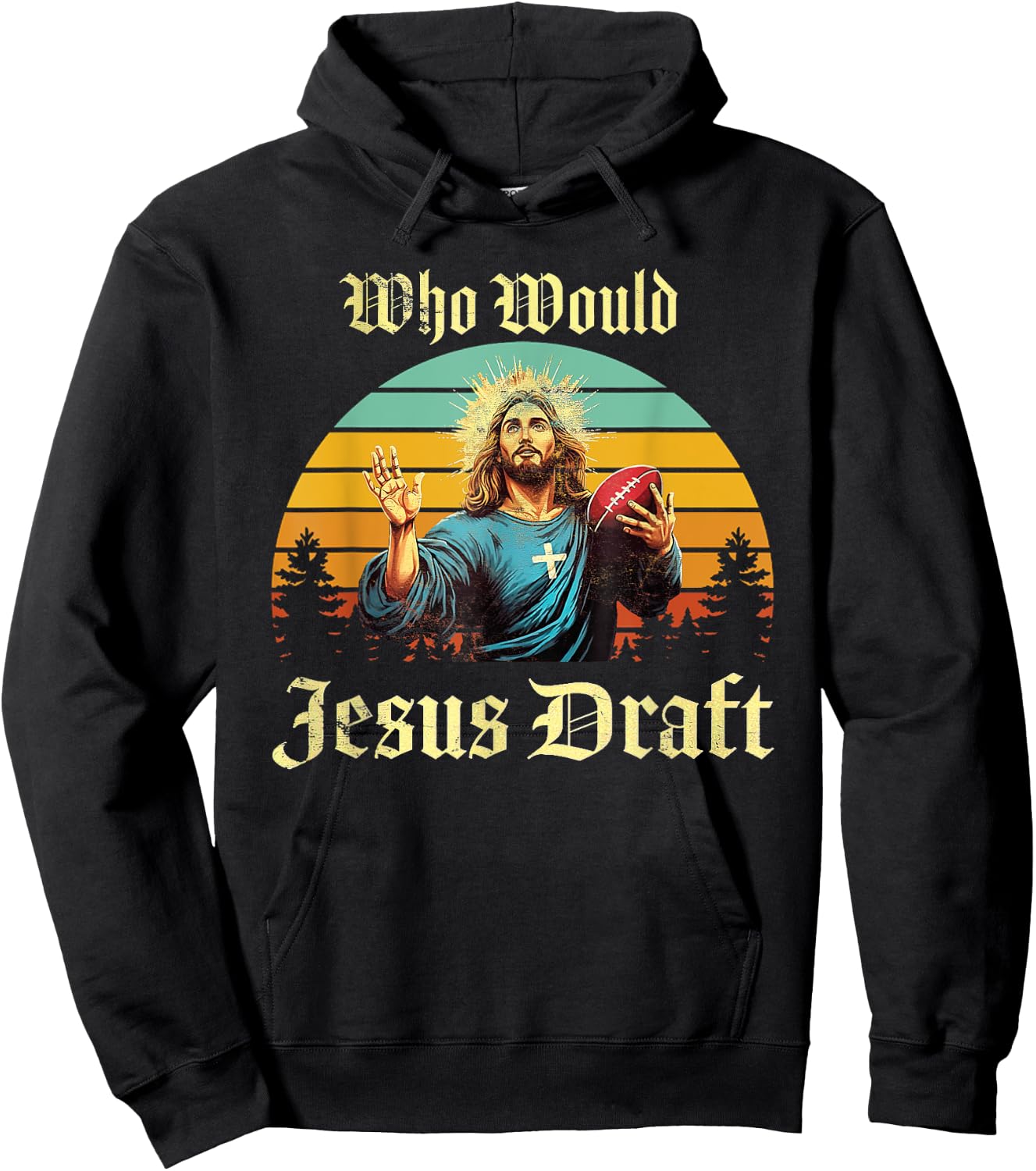 Who Would Jesus Draft Vintage Hoodie - Hoodie | Black