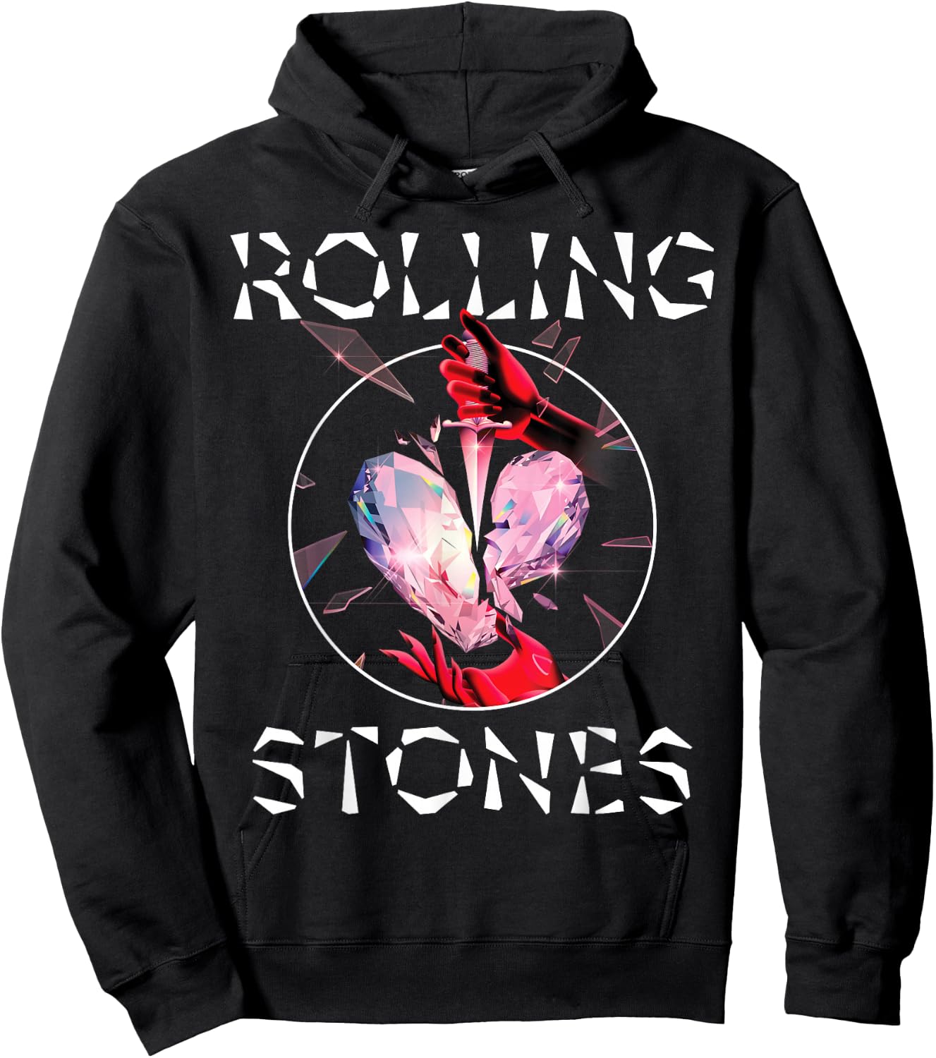 Official The Rolling Stones HD Prism Heart Hoodie - Hoodie | Black