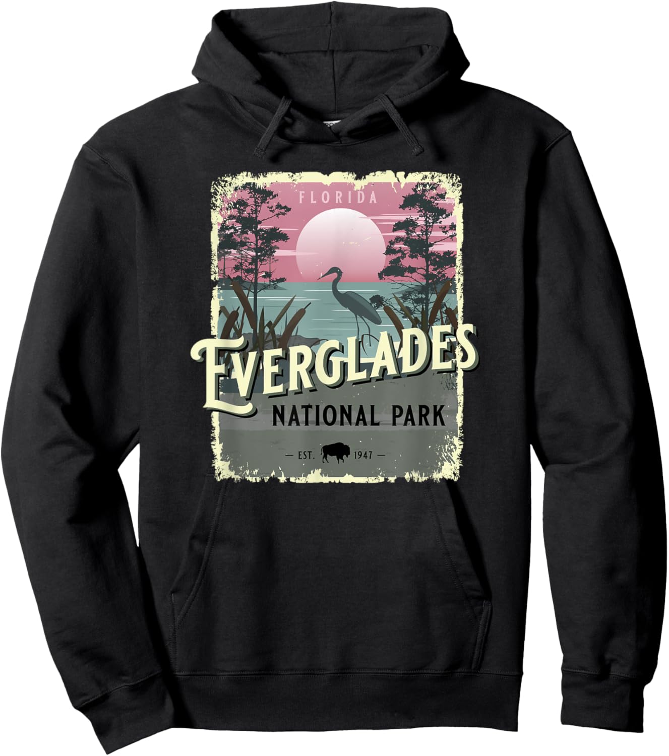 Everglades National Park Florida Vintage Travel Poster Style Hoodie - Hoodie | Black
