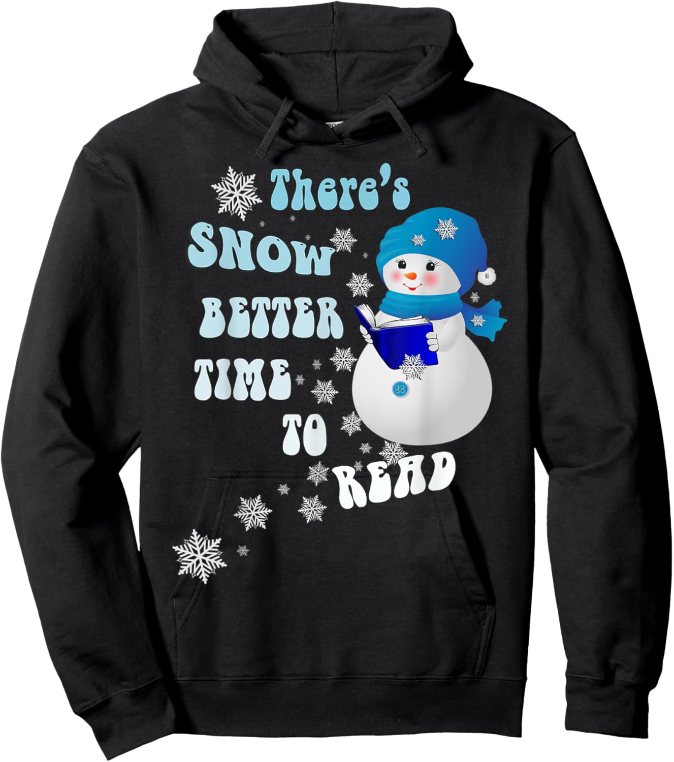 Book Lover Snowflakes Pattern Snowy Reader Snowmen Hoodie - Hoodie | Black