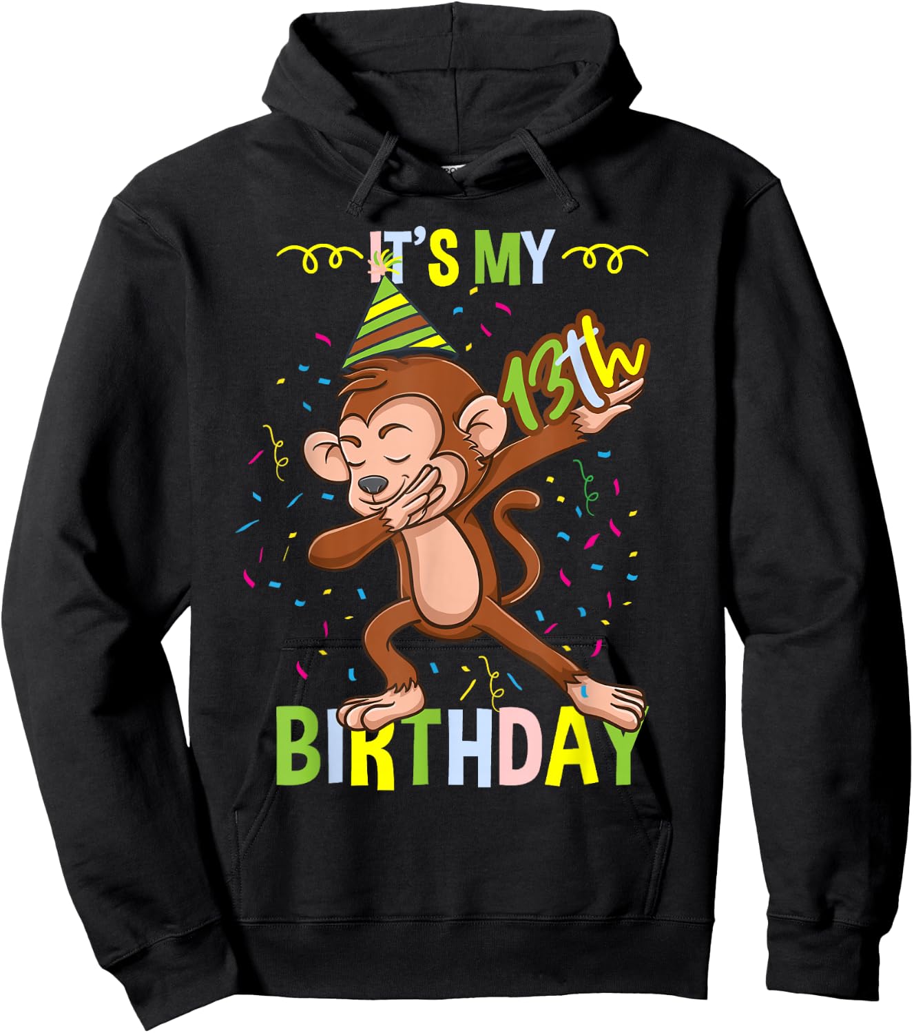 Its My 13th Birthday Monkey Hoodie - Hoodie | Black