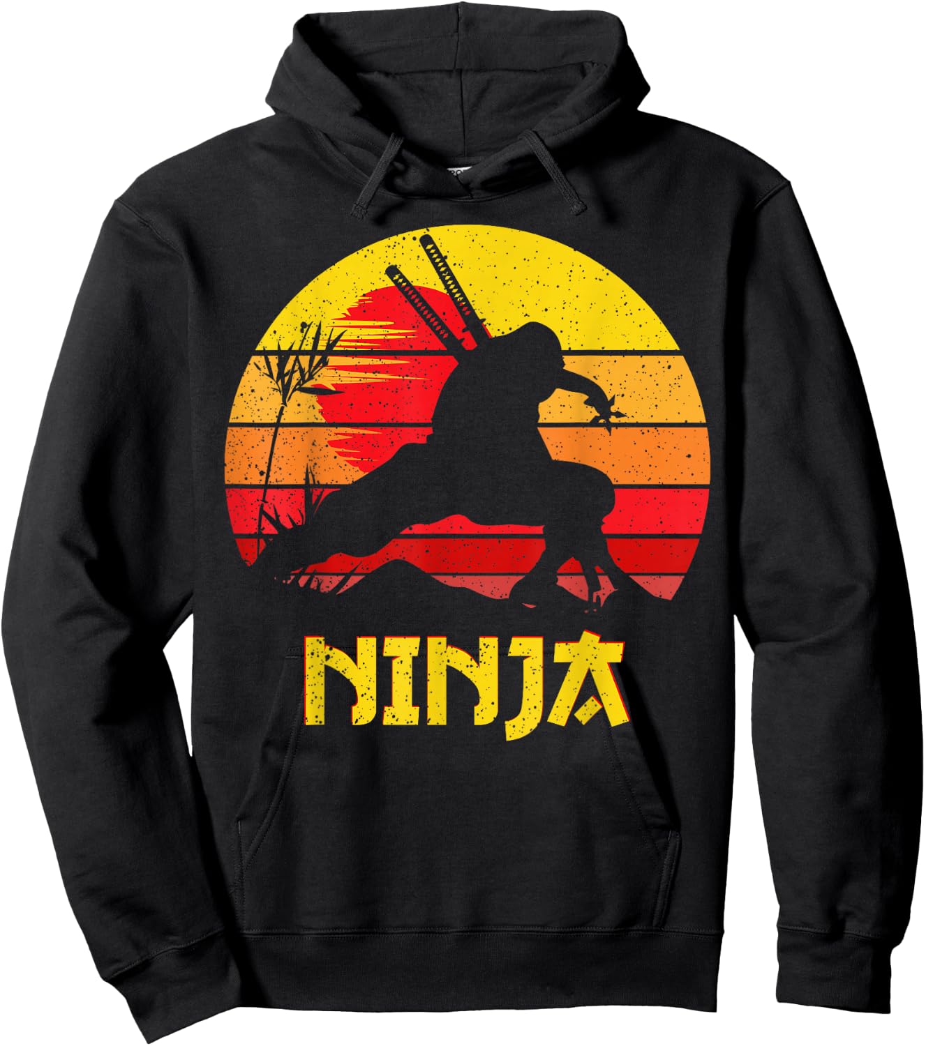 Ninja Vintage Shadow Warrior with Ninja Swords Ninjas Hoodie - Hoodie | Black