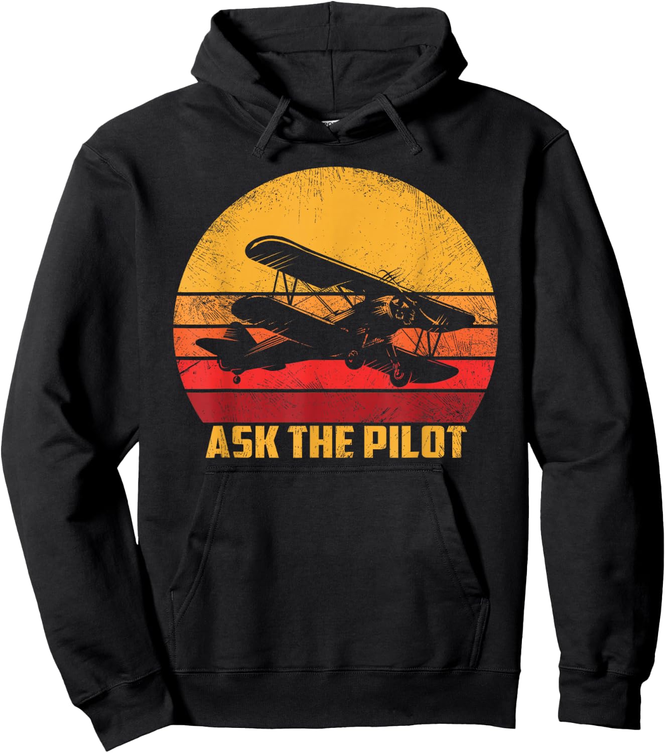 Ask The Pilot Vintage Bi-Plane Aviator Funny Airplane Outfit Hoodie - Hoodie | Black