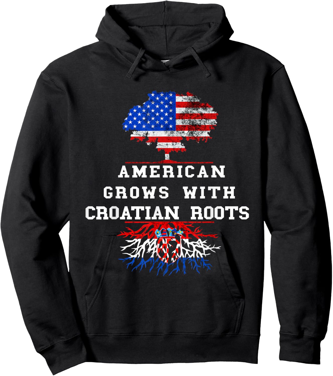 DNA Tree America USA Croatian Flag Croatian Pride Croatia Hoodie - Hoodie | Black