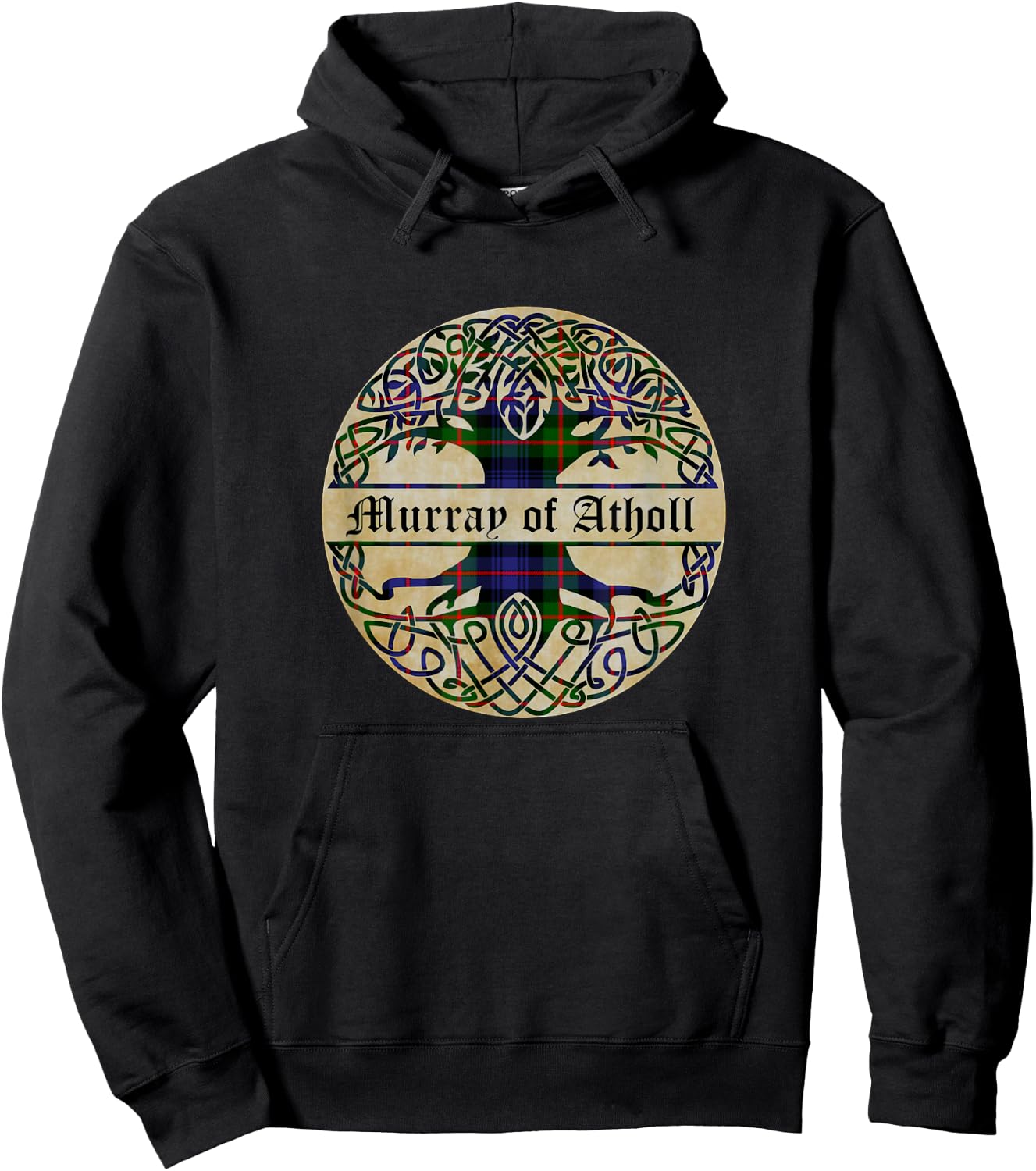 Murray of Atholl Clan Tartan Tree of Life Scottish Surname Hoodie - Hoodie | Black
