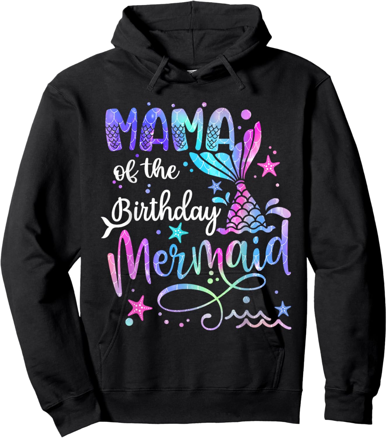 Mama Of The Birthday Mermaid Matching Family Party Mother's Hoodie - Hoodie | Black