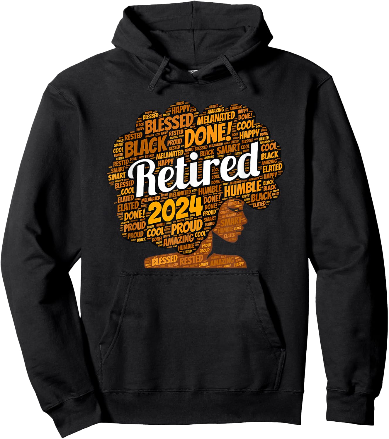 African American Retired Black Woman Afro Retirement 2024 Hoodie - Hoodie | Black