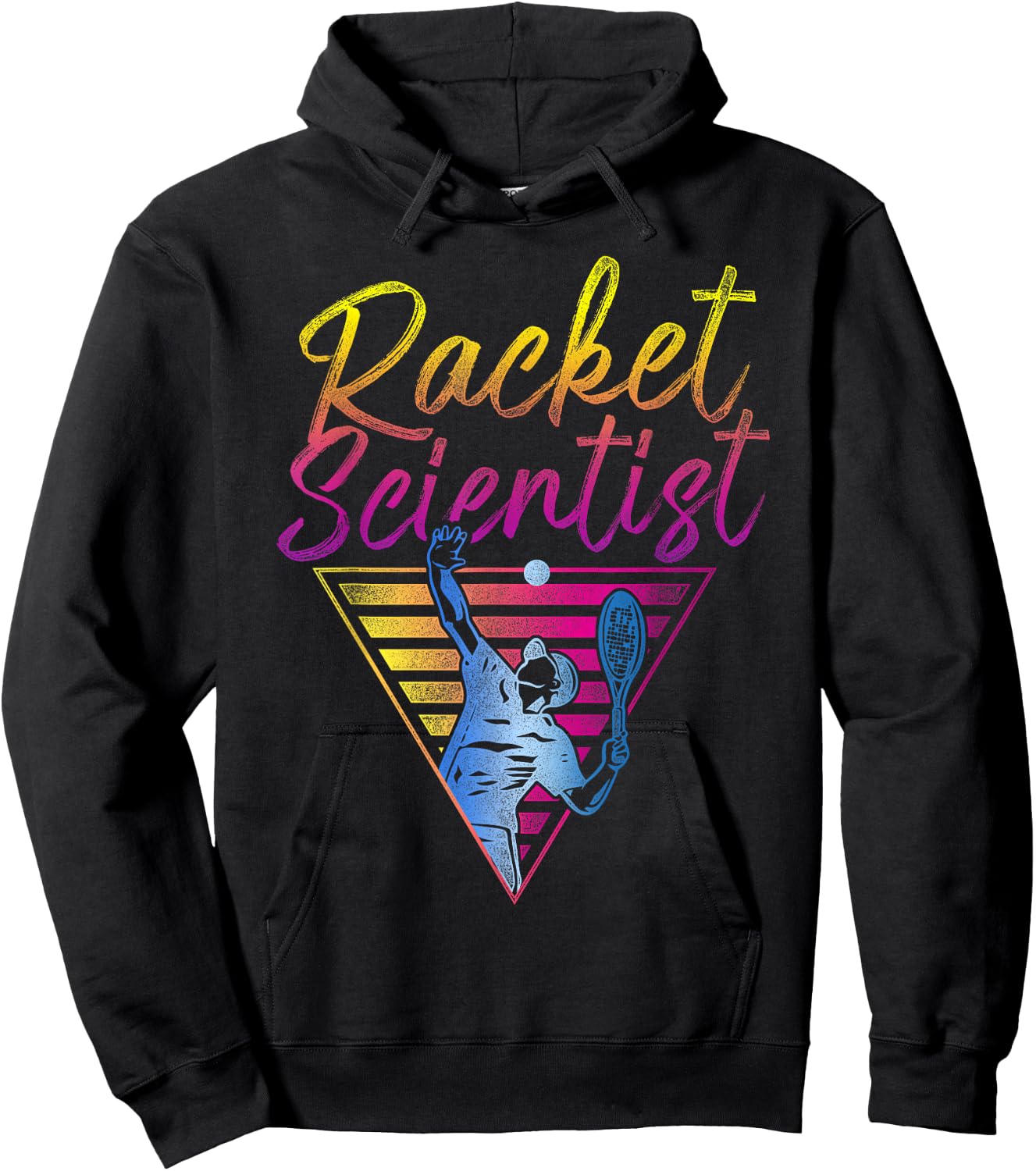 Funny Tennis Player Racket 80s 90s Retro Vintage Pun Racket Hoodie - Hoodie | Black