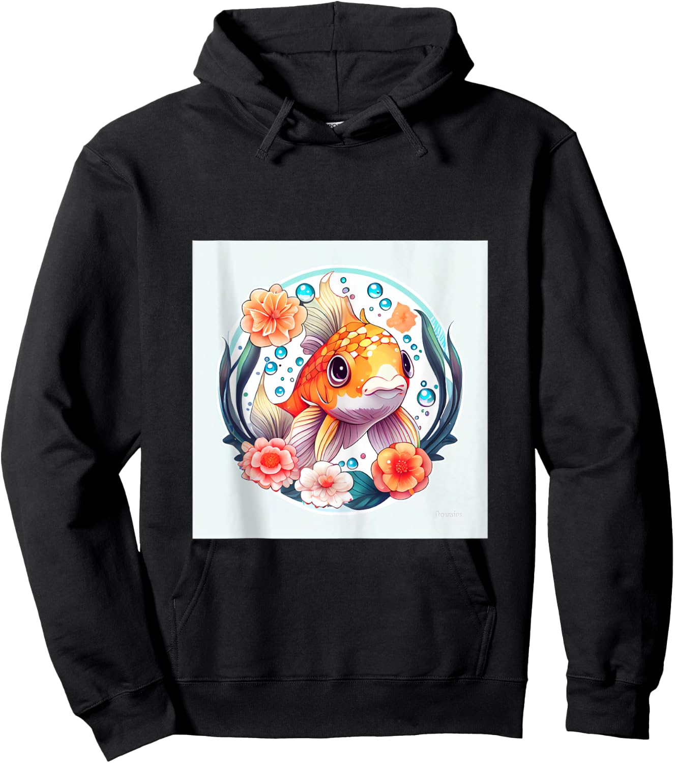 Enchanting Koi Carousel A Magical Ride of Cute Fish Hoodie - Hoodie | Black
