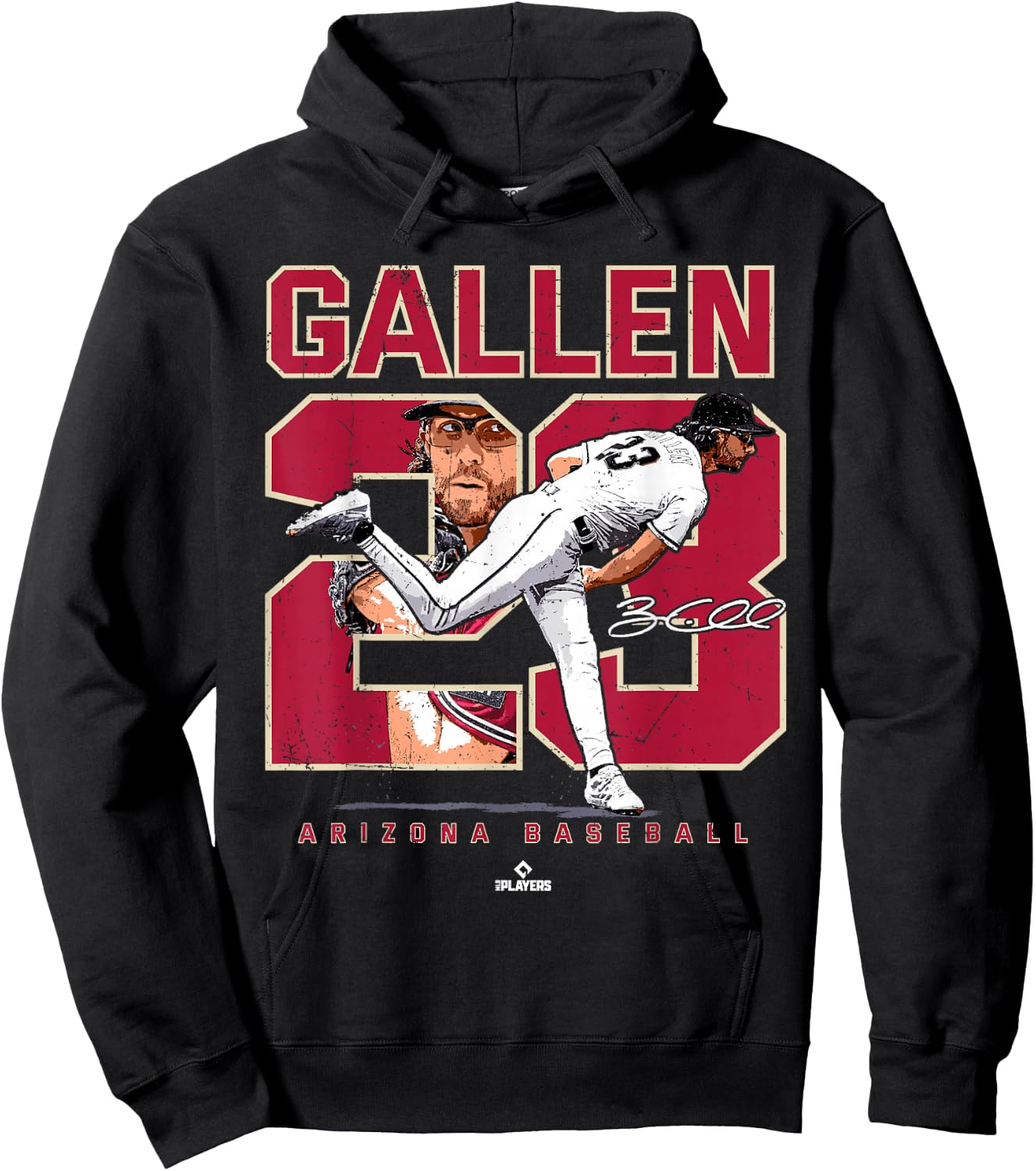 Number and Portrait Zac Gallen Arizona MLBPA Hoodie - Hoodie | Black