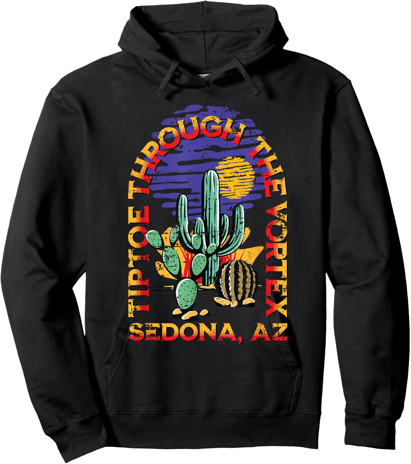 Fun Sedona AZ Distressed Design Hoodie - Hoodie | Black