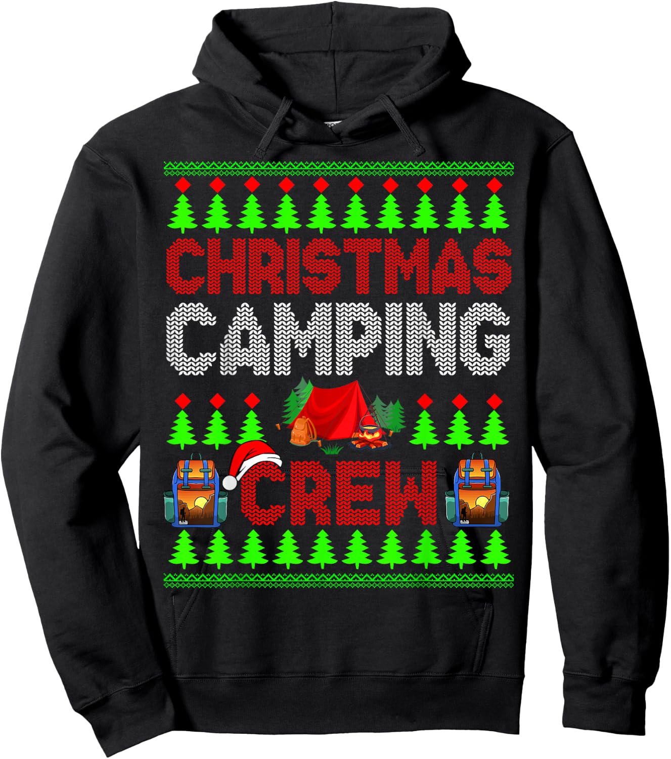 Christmas Camping Crew Xmas Sweater Santa Camper Camping Hoodie - Hoodie | Black