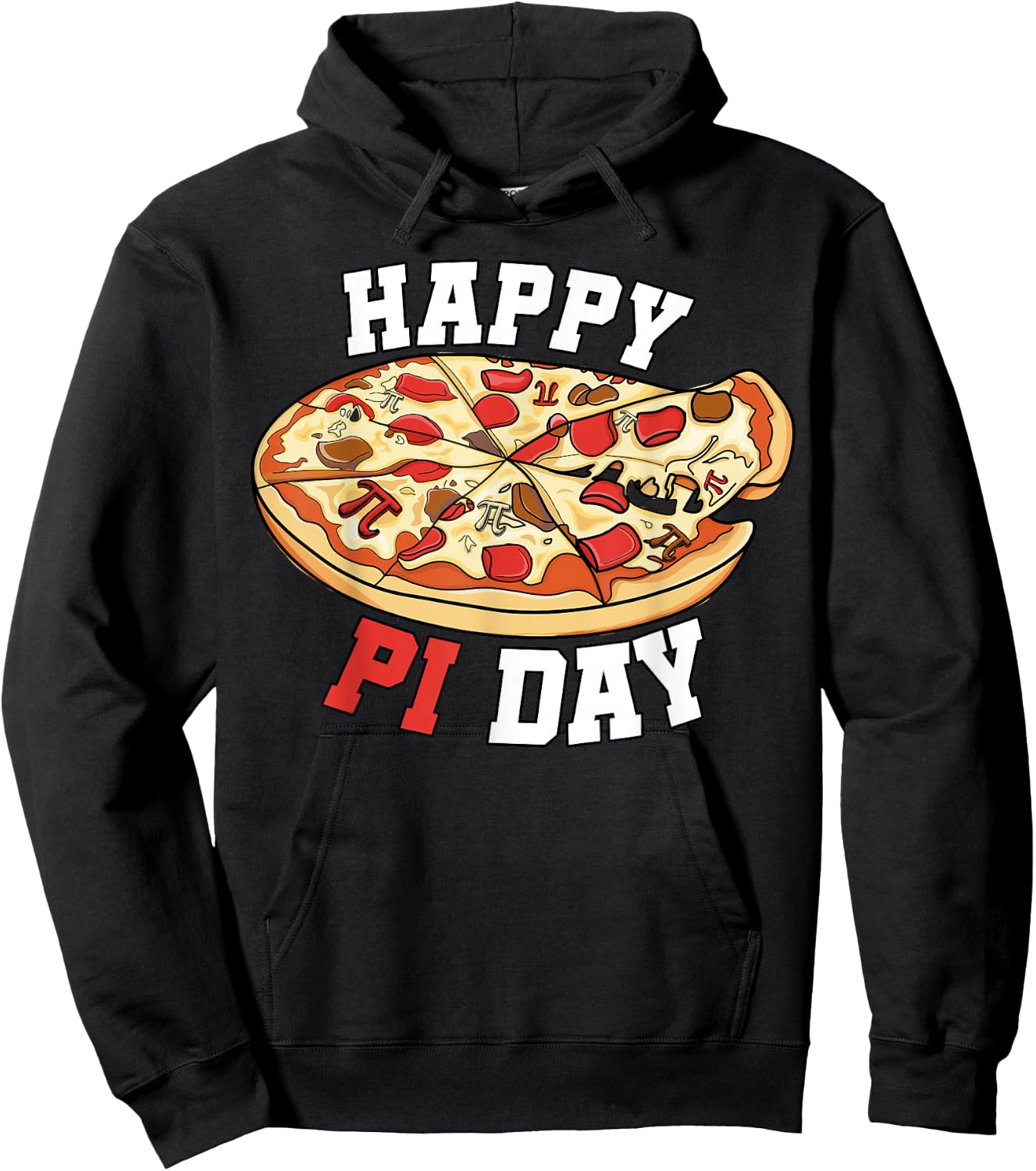 Happy Pi Day, Pie Day Pizza, Mathematics Pi Symbol Pizza Hoodie - Hoodie | Black