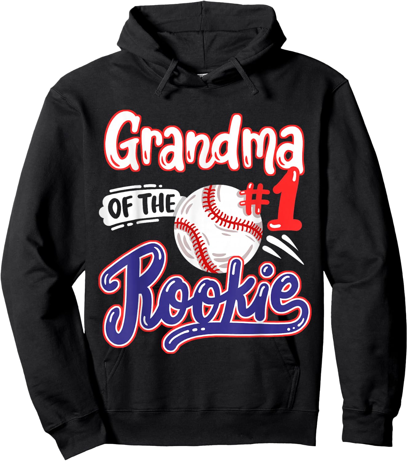Grandma of Rookie 1st Baseball Birthday Party Theme Matching Hoodie - Hoodie | Black