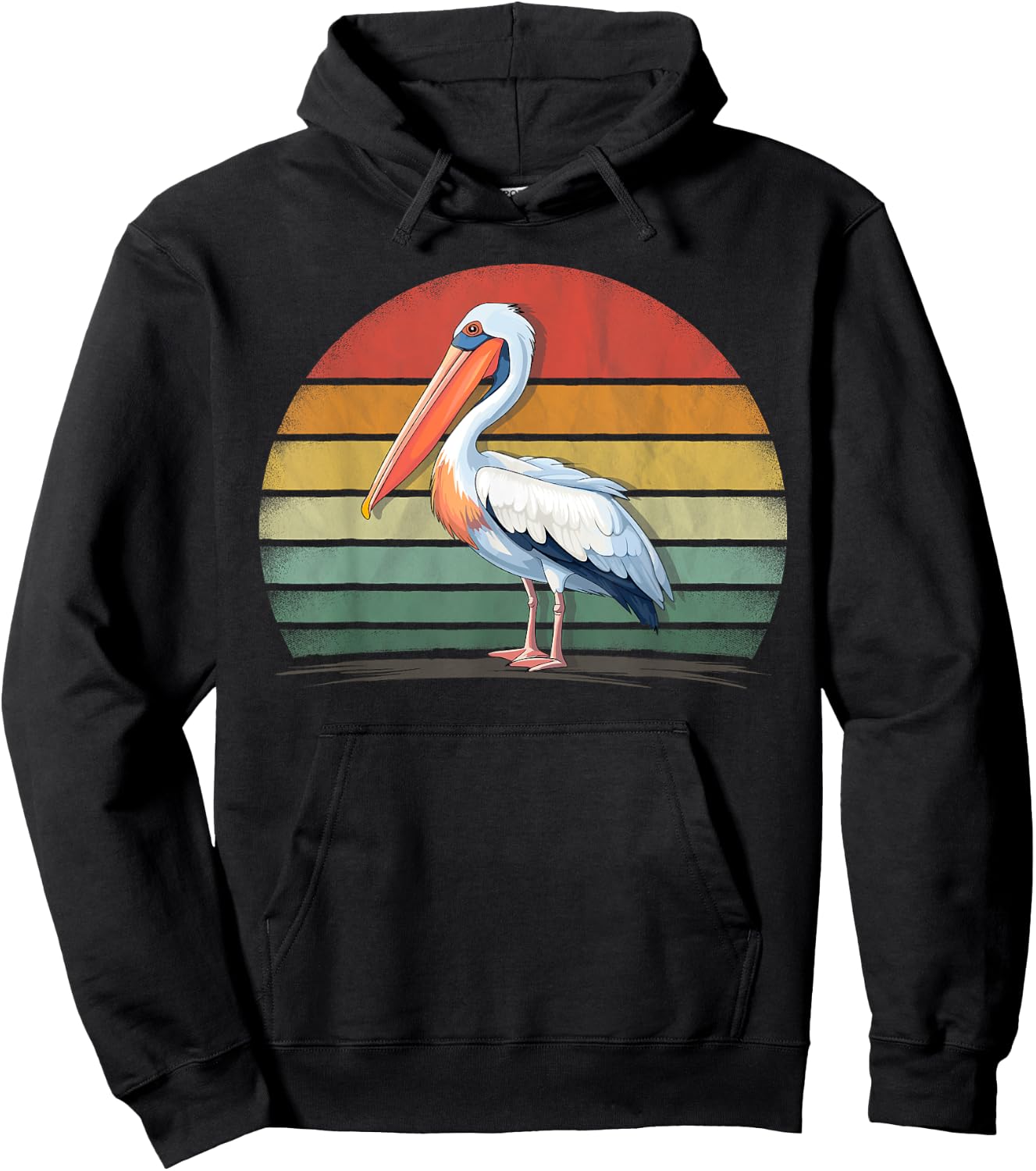 Pelican Bird Lover Retro Style Distressed Vintage Pelican Hoodie - Hoodie | Black