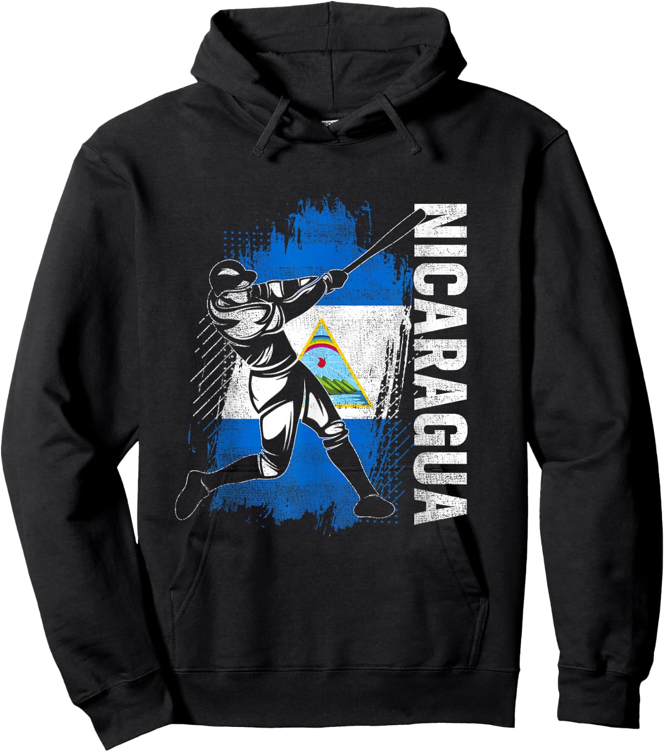 Nicaraguan Baseball Player Nicaragua Flag Baseball Fans Hoodie - Hoodie | Black