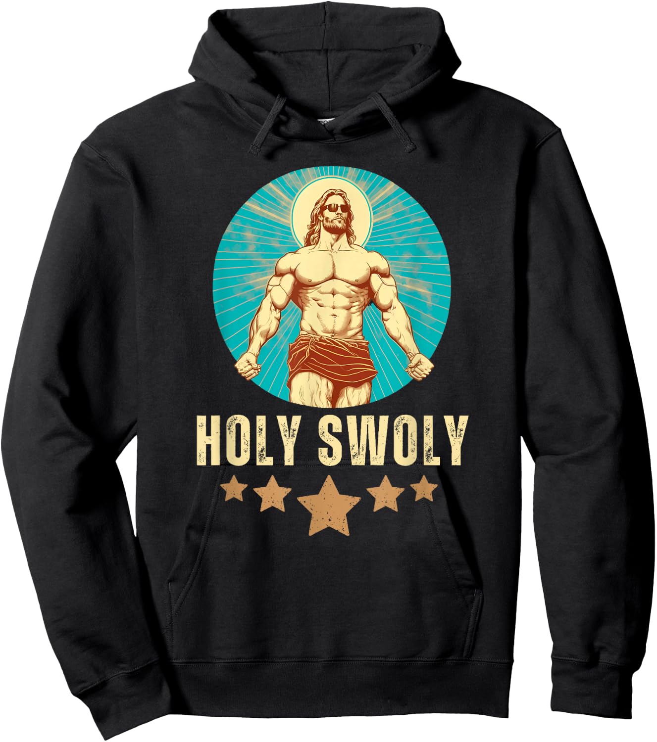 Bodybuilding Jesus Fitness Holy Swoly Funny Gym Hoodie - Hoodie | Black