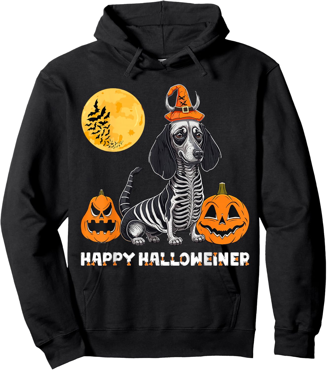 Dachshund Happy Halloweiner Funny Halloween Dogs Lover Hoodie - Hoodie | Black