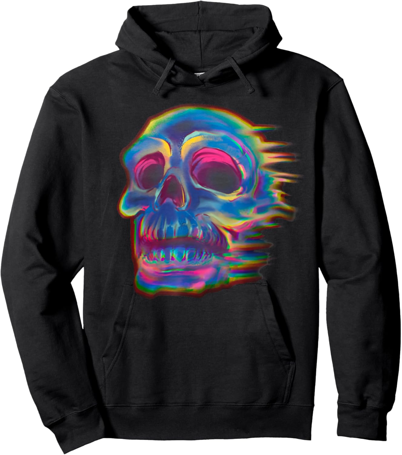 Retro Skull Trippy Vaporwave Halloween Costume Techno EDM DJ Hoodie - Hoodie | Black