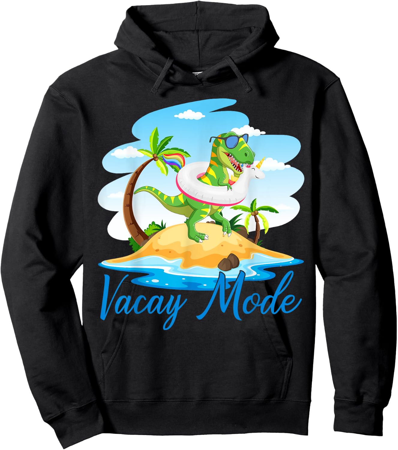 Vacay Mode Cute Dinosaur T Rex Funny Beach Family Vacation Hoodie - Hoodie | Black